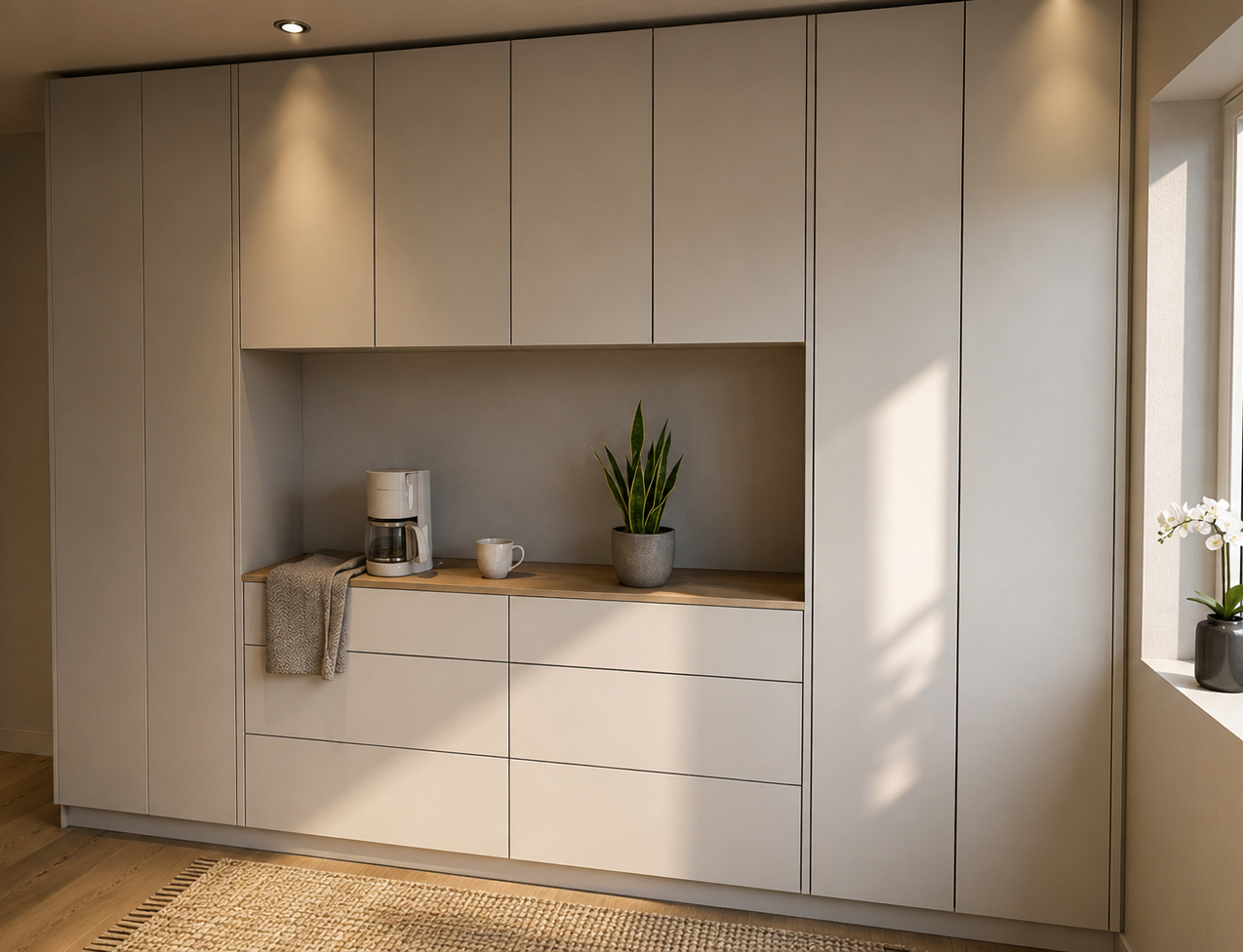 Waschraum mit Stauraum und Funktionsbereich